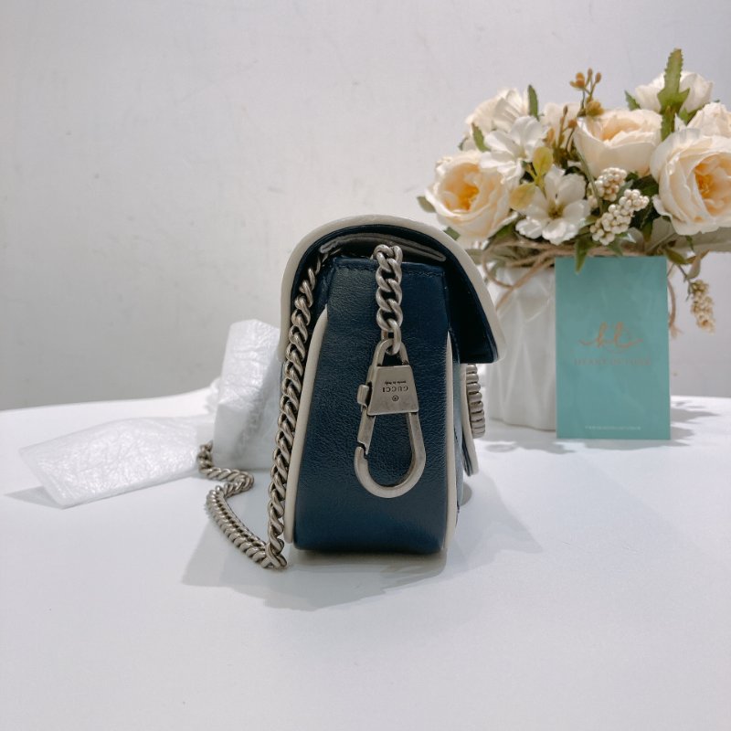 TW4761 Gucci 古馳 迷你經典款 藍色拼白色 GG Marmont Crossbody Bag Blue/White x PHW-2