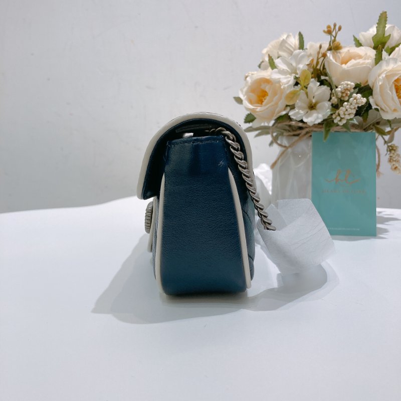 TW4761 Gucci 古馳 迷你經典款 藍色拼白色 GG Marmont Crossbody Bag Blue/White x PHW-3