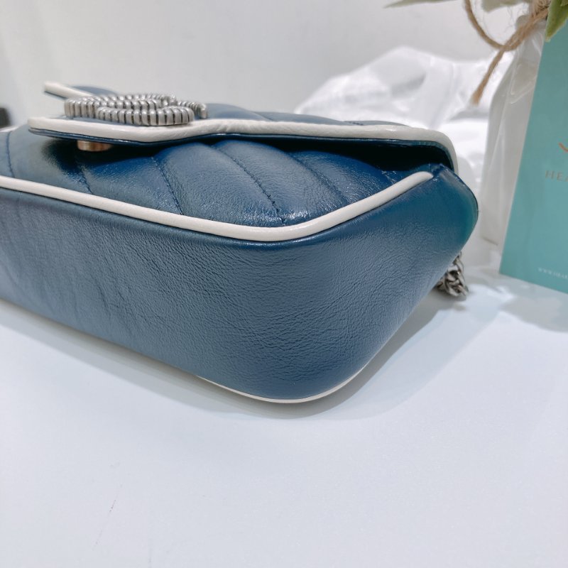 TW4761 Gucci 古馳 迷你經典款 藍色拼白色 GG Marmont Crossbody Bag Blue/White x PHW-6