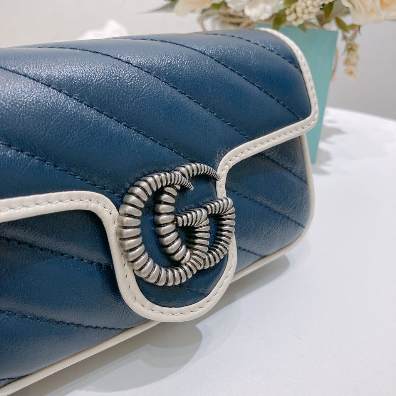TW4761 Gucci 古馳 迷你經典款 藍色拼白色 GG Marmont Crossbody Bag Blue/White x PHW-7