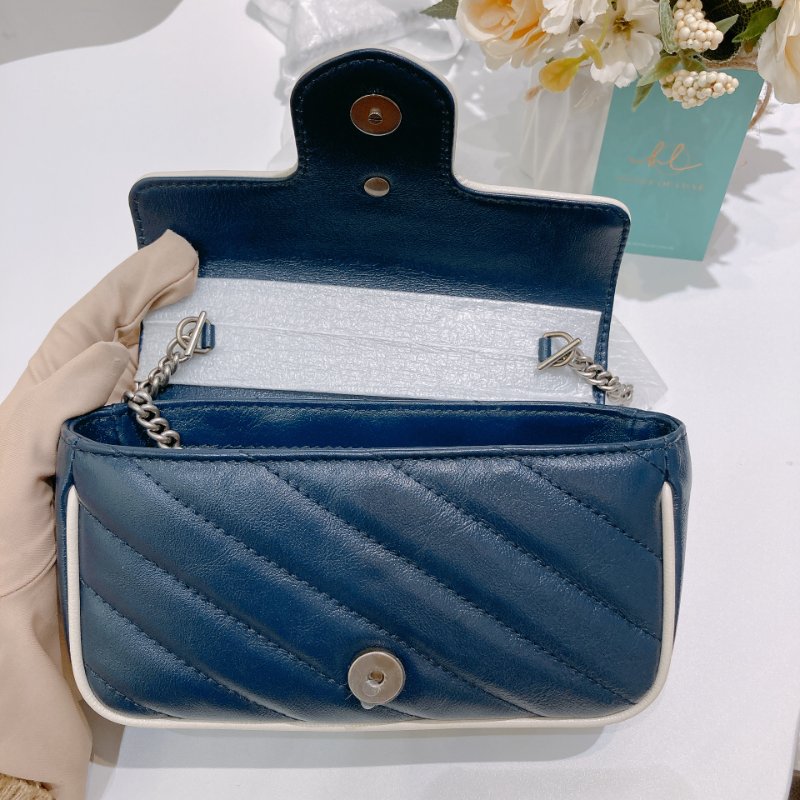 TW4761 Gucci 古馳 迷你經典款 藍色拼白色 GG Marmont Crossbody Bag Blue/White x PHW-8