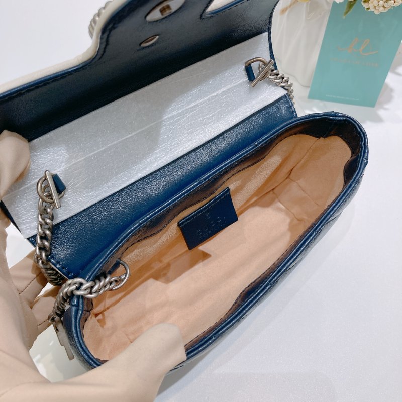 TW4761 Gucci 古馳 迷你經典款 藍色拼白色 GG Marmont Crossbody Bag Blue/White x PHW-9