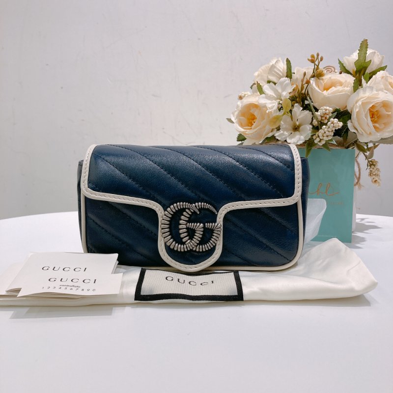 TW4761 Gucci 古馳 迷你經典款 藍色拼白色 GG Marmont Crossbody Bag Blue/White x PHW-11