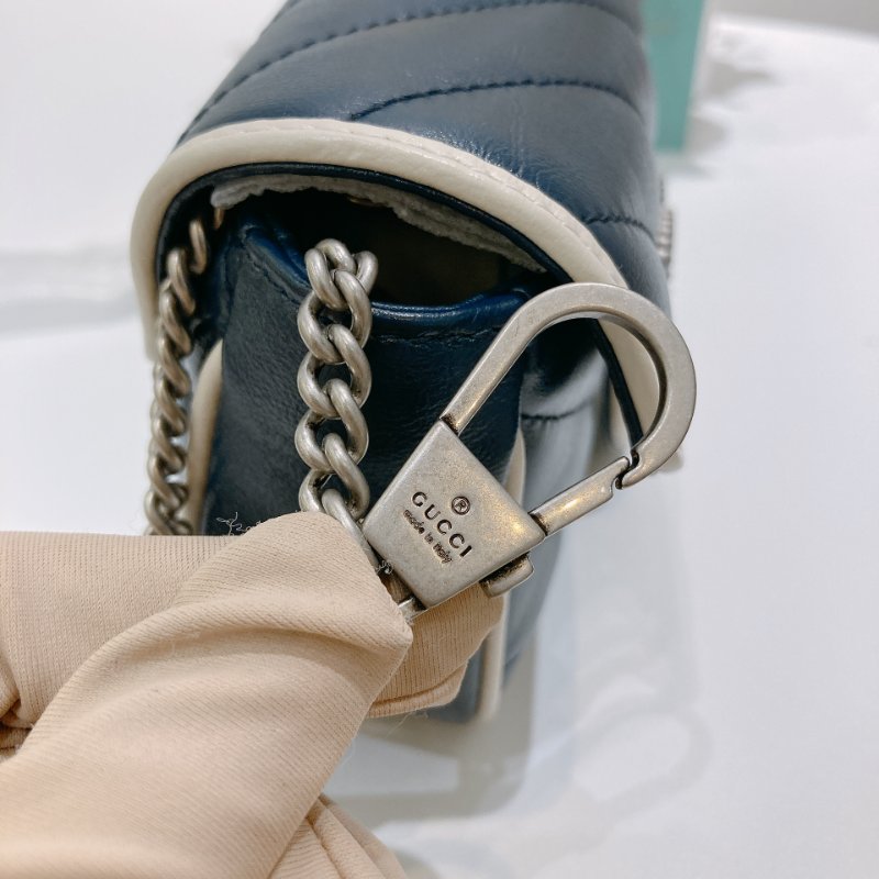 TW4761 Gucci 古馳 迷你經典款 藍色拼白色 GG Marmont Crossbody Bag Blue/White x PHW-12