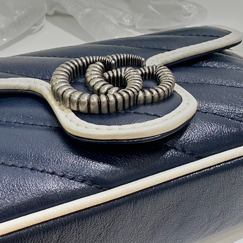 TW4761 Gucci 古馳 迷你經典款 藍色拼白色 GG Marmont Crossbody Bag Blue/White x PHW-14