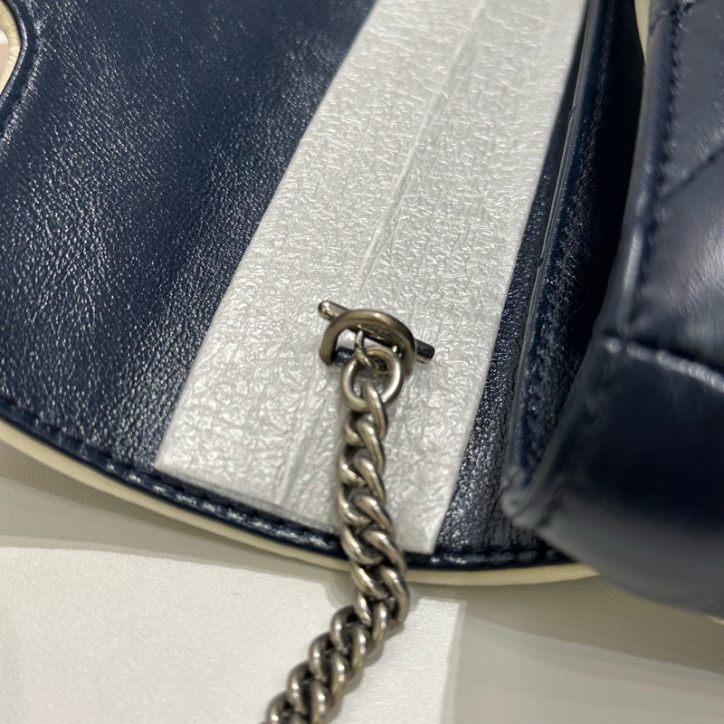 TW4761 Gucci 古馳 迷你經典款 藍色拼白色 GG Marmont Crossbody Bag Blue/White x PHW-16