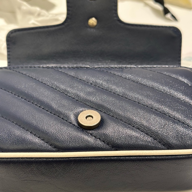 TW4761 Gucci 古馳 迷你經典款 藍色拼白色 GG Marmont Crossbody Bag Blue/White x PHW-18