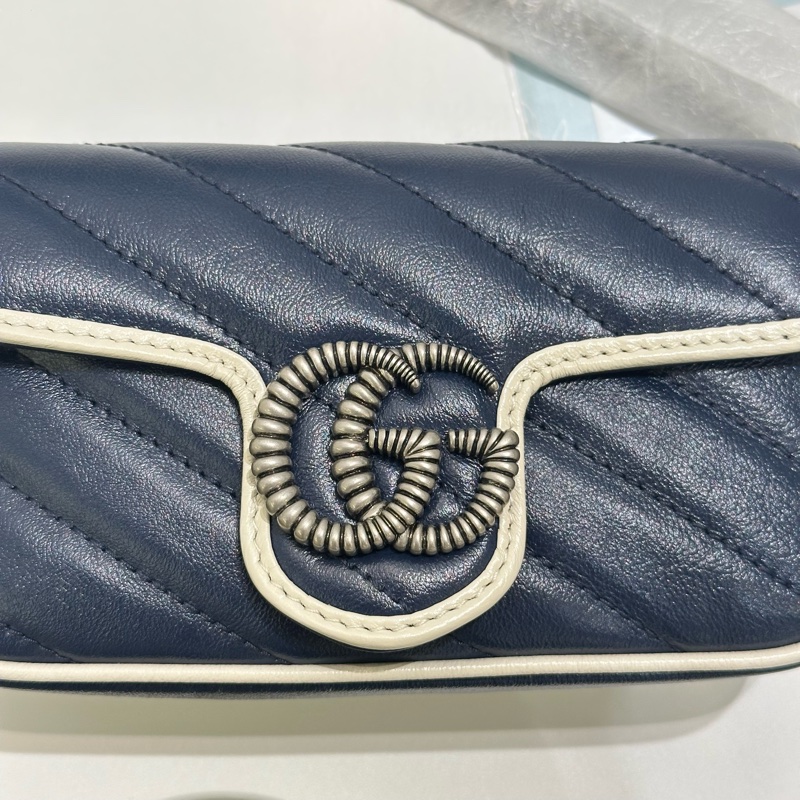 TW4761 Gucci 古馳 迷你經典款 藍色拼白色 GG Marmont Crossbody Bag Blue/White x PHW-21