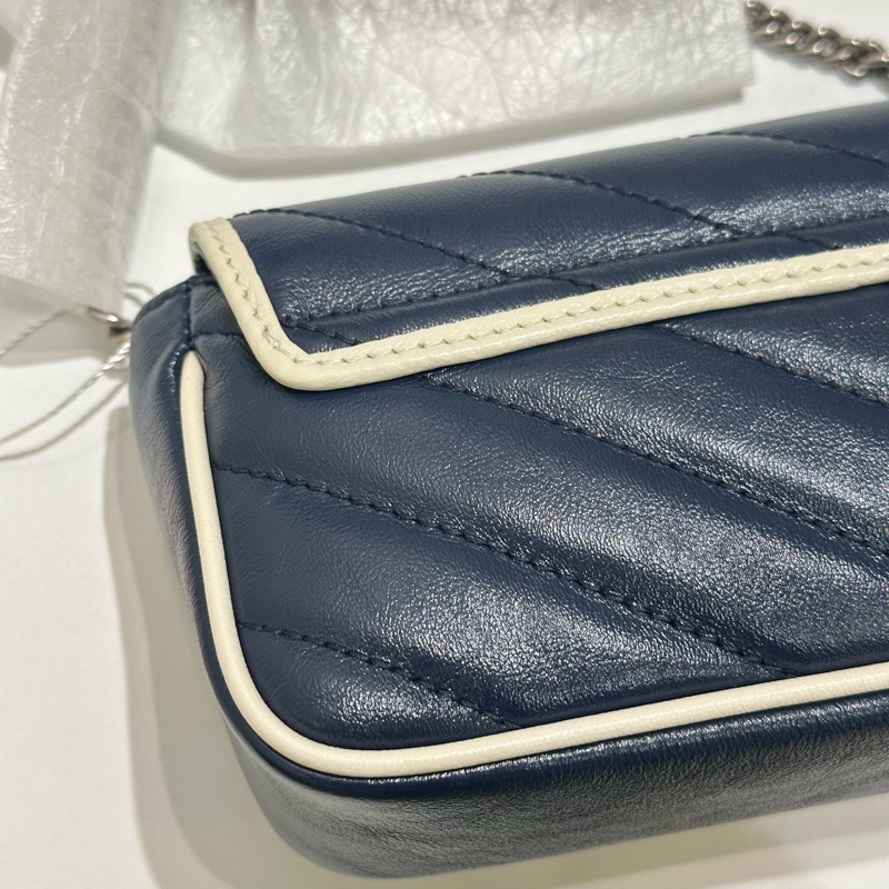 TW4761 Gucci 古馳 迷你經典款 藍色拼白色 GG Marmont Crossbody Bag Blue/White x PHW-23