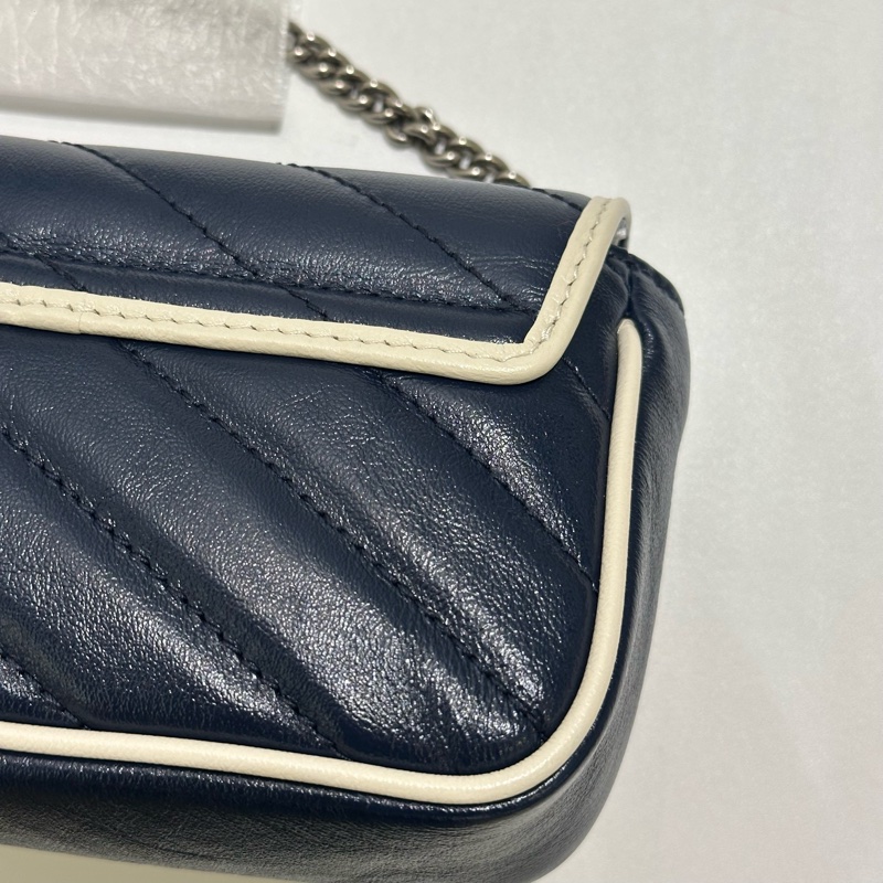 TW4761 Gucci 古馳 迷你經典款 藍色拼白色 GG Marmont Crossbody Bag Blue/White x PHW-24