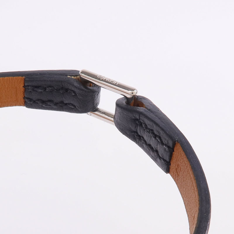 HERMES Swift皮革Rivale Mini Bracelet銀扣手鏈Noir-4