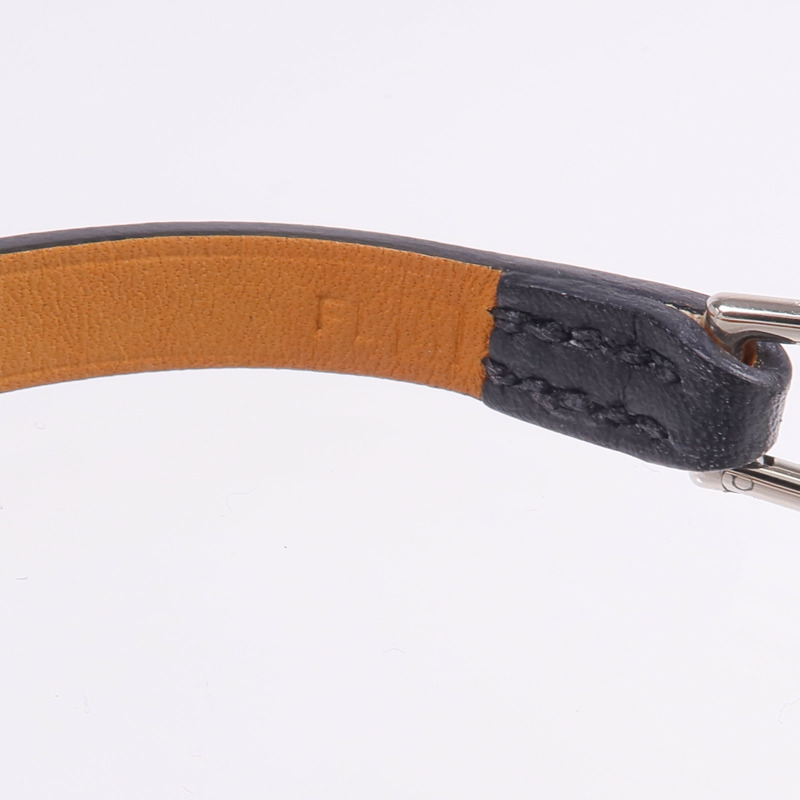 HERMES Swift皮革Rivale Mini Bracelet銀扣手鏈Noir-7