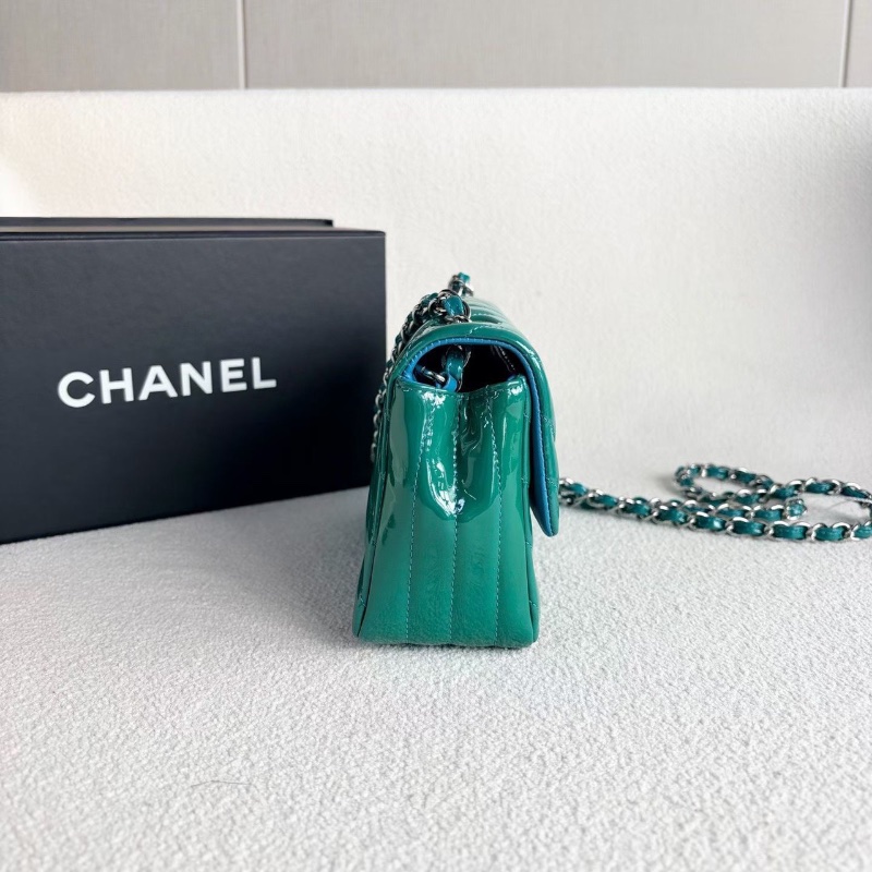 Chanel V紋CF大mini 綠色銀扣19*12*6.5 98新配件盒子 塵袋 保卡-7