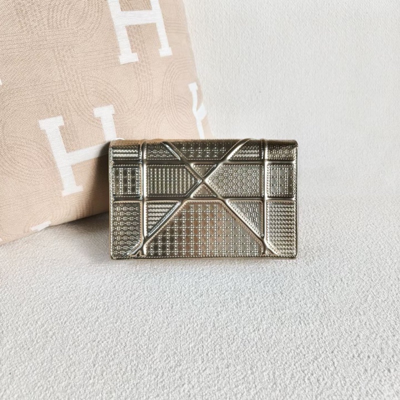 Dior Diorma Woc盾牌鏈條包 香檳金 牛皮19*12*4  98新配件鏈條 塵袋-7