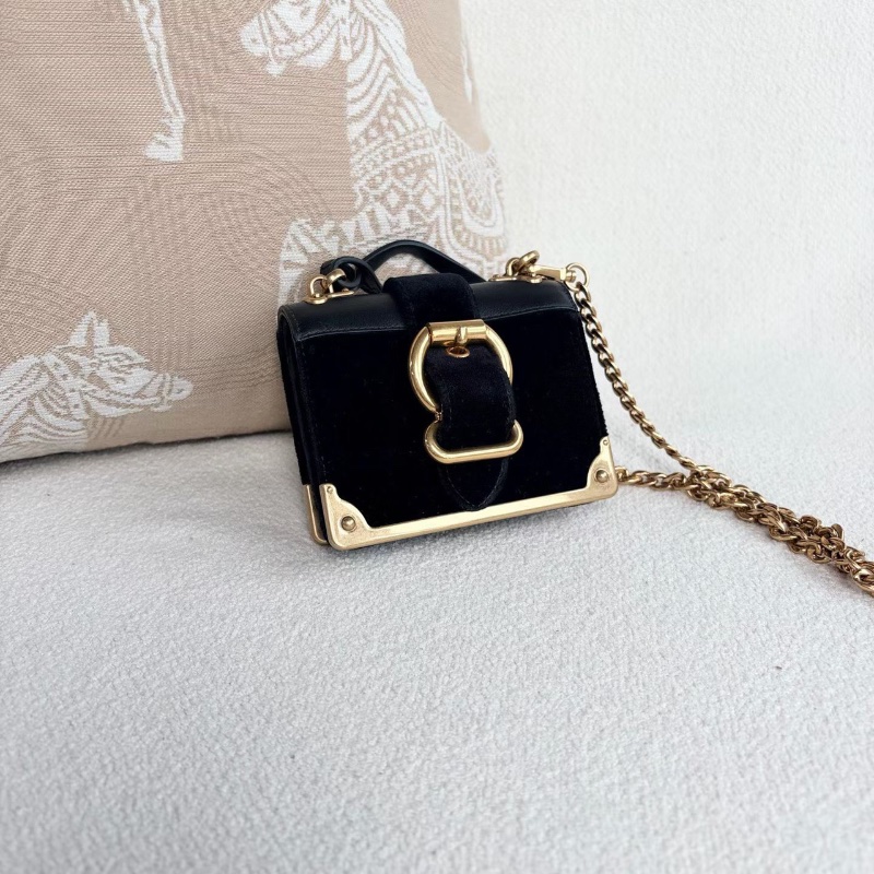 Prada mini絲絨雙面盒子包 黑色金扣 11*9*2 98新配件保卡 鏈條 塵袋-5