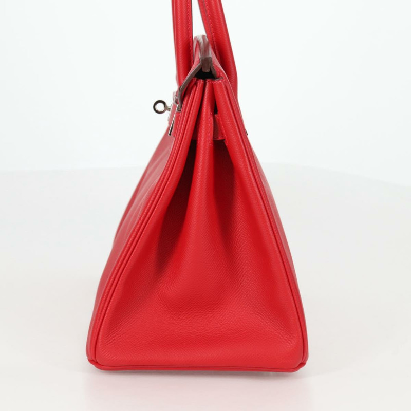 【日本直送】愛馬仕 Birkin 30 手提包，紅色銀色皮革，正品，貨號 134875SM-2