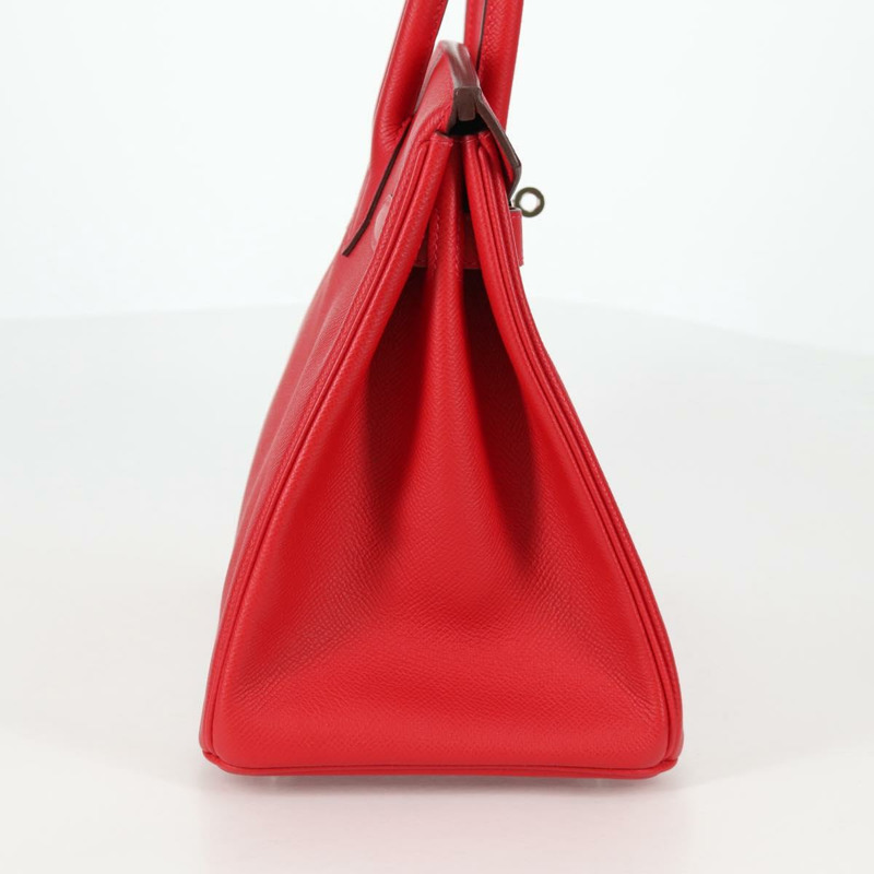 【日本直送】愛馬仕 Birkin 30 手提包，紅色銀色皮革，正品，貨號 134875SM-3