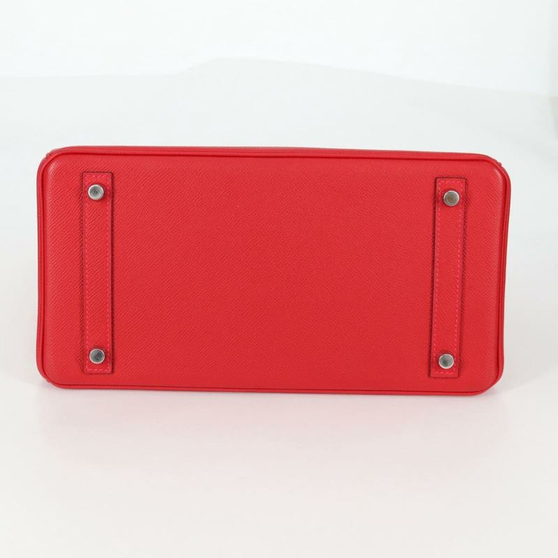 【日本直送】愛馬仕 Birkin 30 手提包，紅色銀色皮革，正品，貨號 134875SM-4