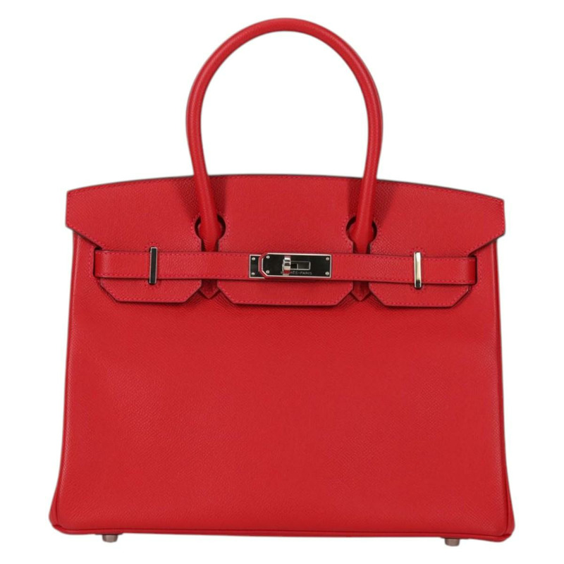 【日本直送】愛馬仕 Birkin 30 手提包，紅色銀色皮革，正品，貨號 134875SM-12