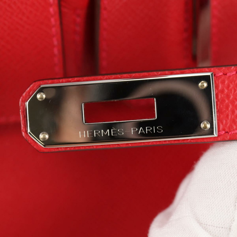 【日本直送】愛馬仕 Birkin 30 手提包，紅色銀色皮革，正品，貨號 134875SM-20