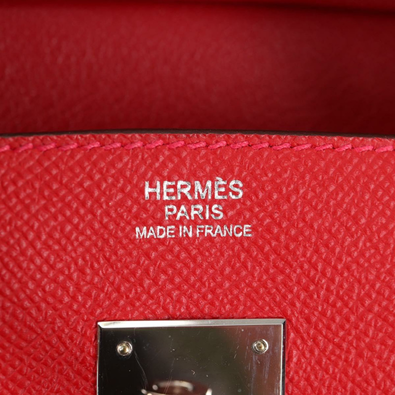 【日本直送】愛馬仕 Birkin 30 手提包，紅色銀色皮革，正品，貨號 134875SM-22