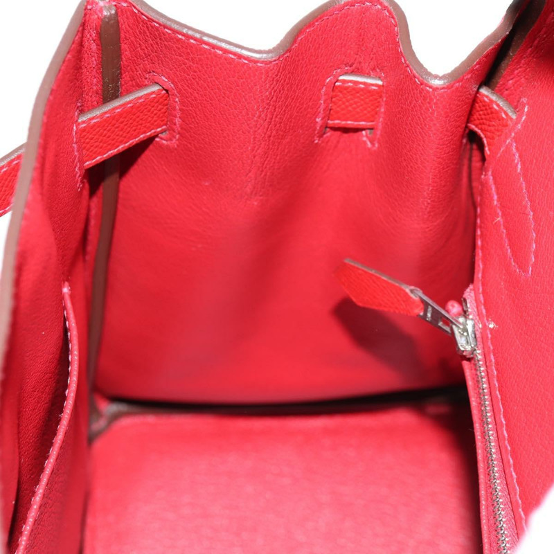 【日本直送】愛馬仕 Birkin 30 手提包，紅色銀色皮革，正品，貨號 134875SM-26