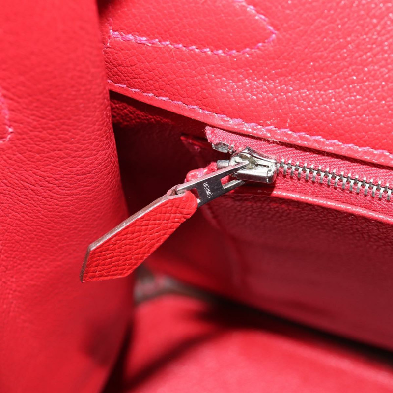 【日本直送】愛馬仕 Birkin 30 手提包，紅色銀色皮革，正品，貨號 134875SM-28