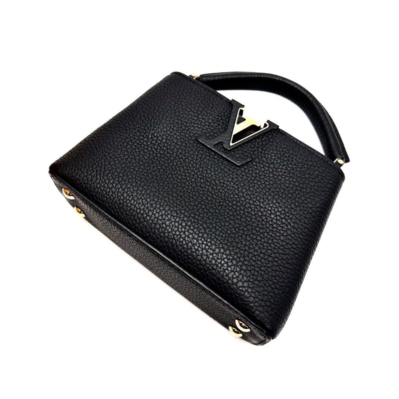 LV Capucinesmini黑金手提斜背包20*13*8 98新配件盒子 塵袋-2