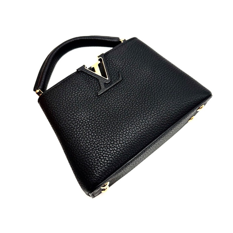 LV Capucinesmini黑金手提斜背包20*13*8 98新配件盒子 塵袋-4