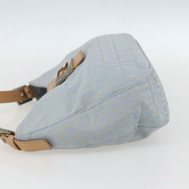 【日本直送】FENDI Zucchino帆布Mamma Baguette單肩包 淺藍 銀色 正品 ar13875V-2