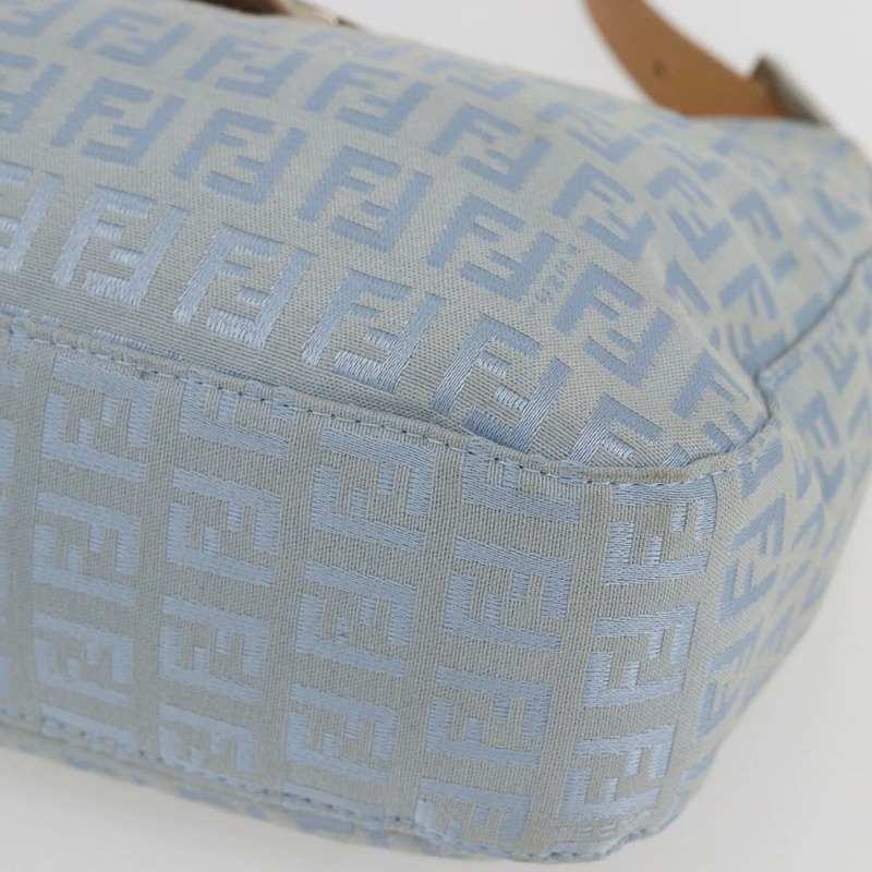 【日本直送】FENDI Zucchino帆布Mamma Baguette單肩包 淺藍 銀色 正品 ar13875V-8