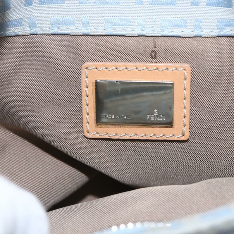【日本直送】FENDI Zucchino帆布Mamma Baguette單肩包 淺藍 銀色 正品 ar13875V-10
