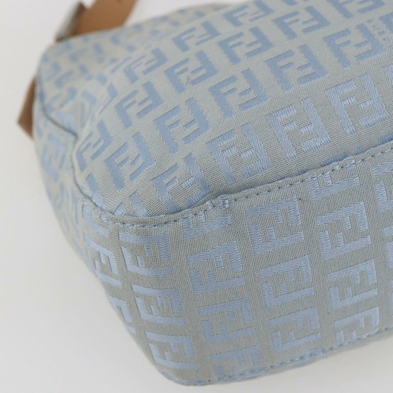【日本直送】FENDI Zucchino帆布Mamma Baguette單肩包 淺藍 銀色 正品 ar13875V-13
