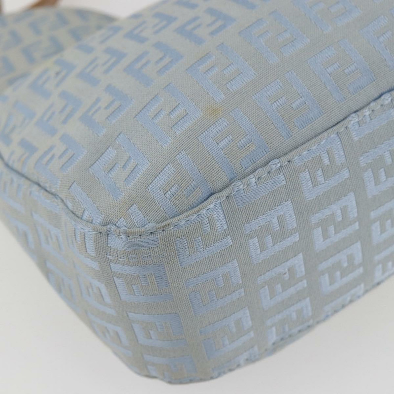 【日本直送】FENDI Zucchino帆布Mamma Baguette單肩包 淺藍 銀色 正品 ar13875V-15