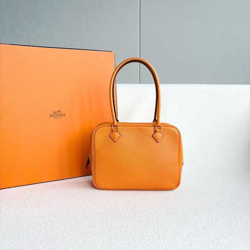 Hermes mini plume手提包橙色金扣 Epsom皮98新配件塵袋20*15*7-2