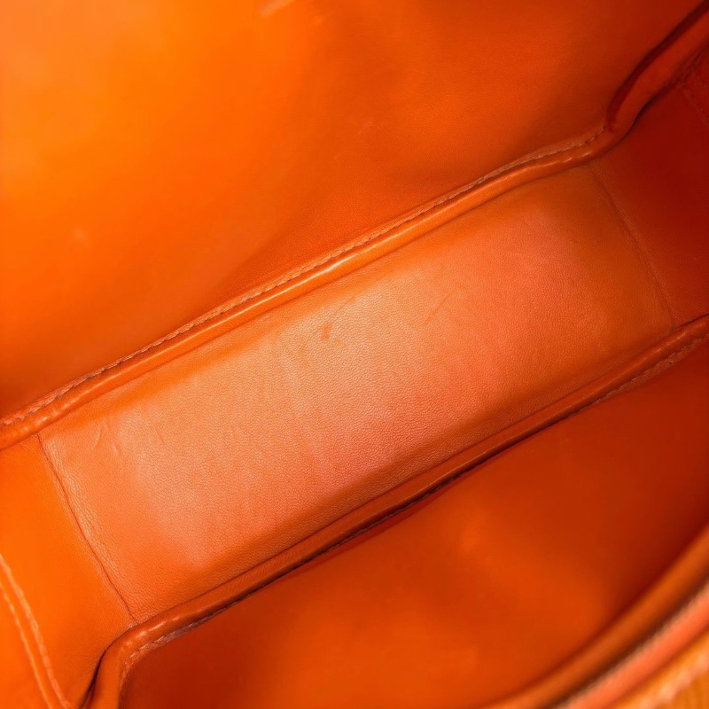 Hermes mini plume手提包橙色金扣 Epsom皮98新配件塵袋20*15*7-3