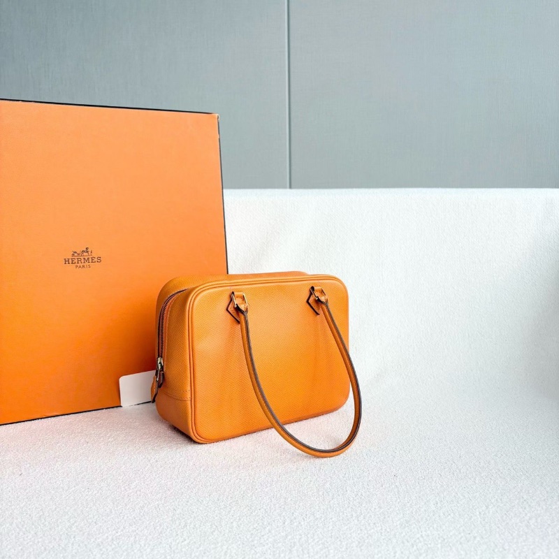 Hermes mini plume手提包橙色金扣 Epsom皮98新配件塵袋20*15*7-5