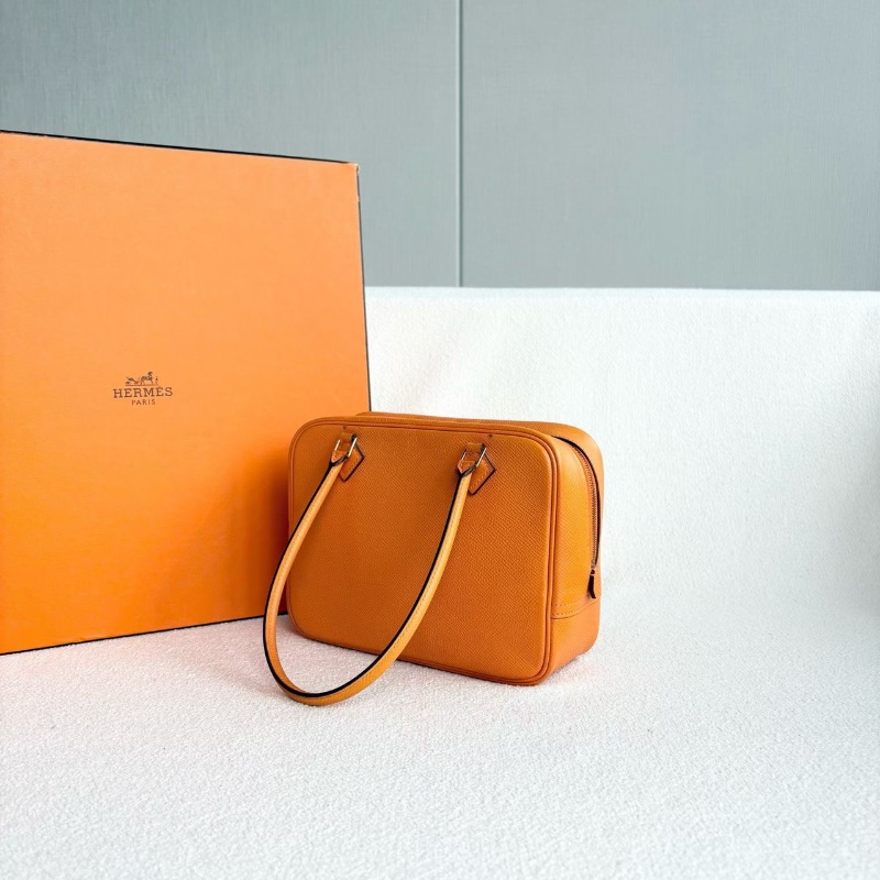 Hermes mini plume手提包橙色金扣 Epsom皮98新配件塵袋20*15*7-7