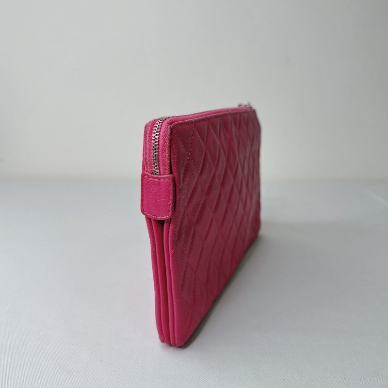 CHANEL 玫粉荔枝牛皮手拿包-5