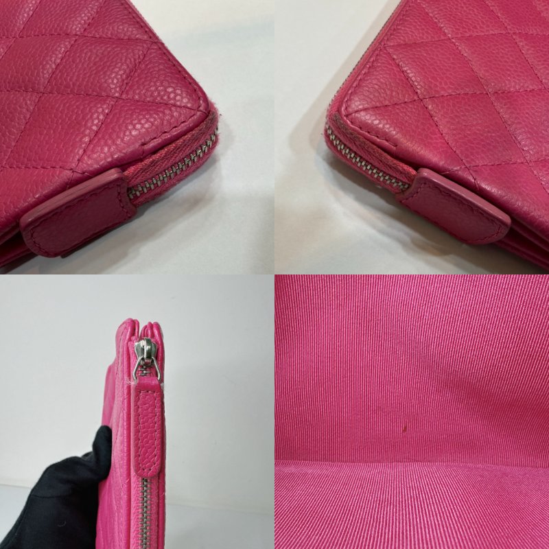 CHANEL 玫粉荔枝牛皮手拿包-8