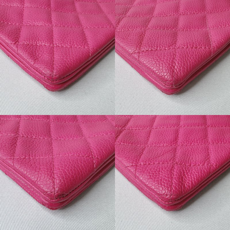 CHANEL 玫粉荔枝牛皮手拿包-9