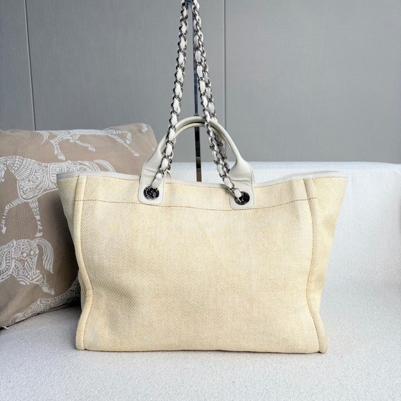 Chanel編織沙灘包 小雞黃銀扣 拉菲草拼皮38*28*12 98新配件塵袋-8