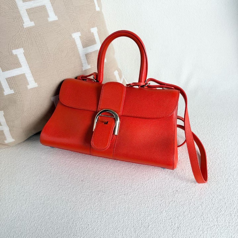 Delvaux橫版Erillant手提斜背包紅銀 紅色銀扣 牛皮 28*16*11 98新鏡子 說明書-2