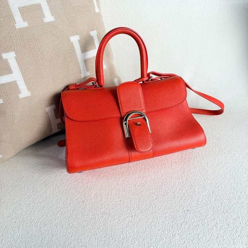 Delvaux橫版Erillant手提斜背包紅銀 紅色銀扣 牛皮 28*16*11 98新鏡子 說明書-4