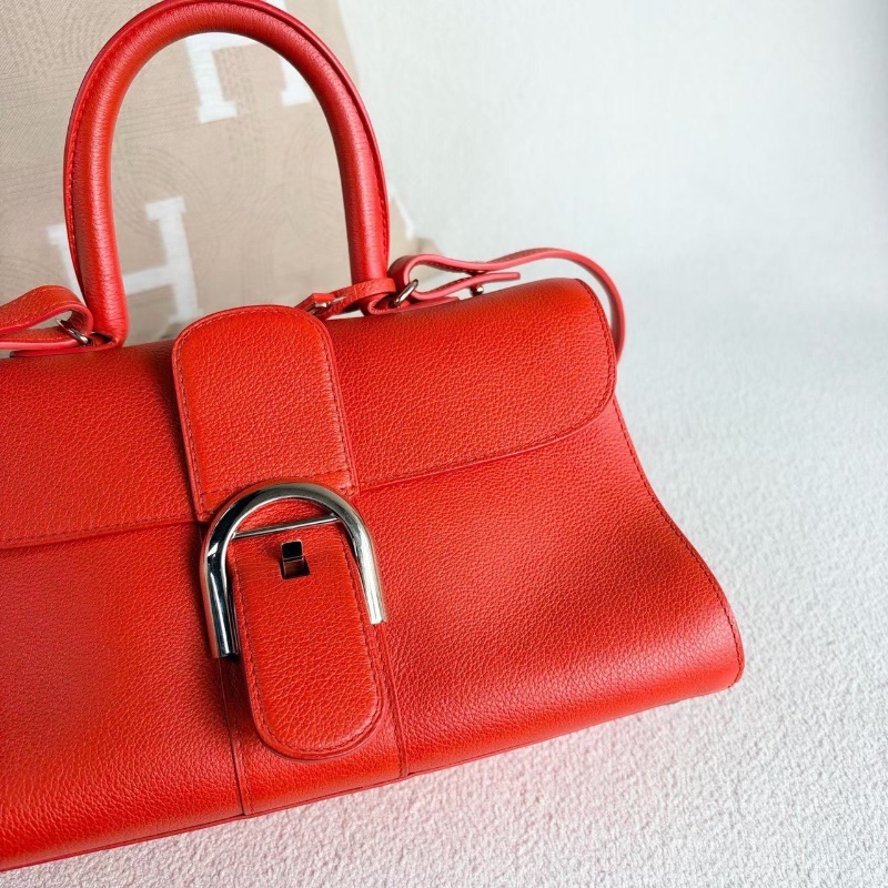 Delvaux橫版Erillant手提斜背包紅銀 紅色銀扣 牛皮 28*16*11 98新鏡子 說明書-5