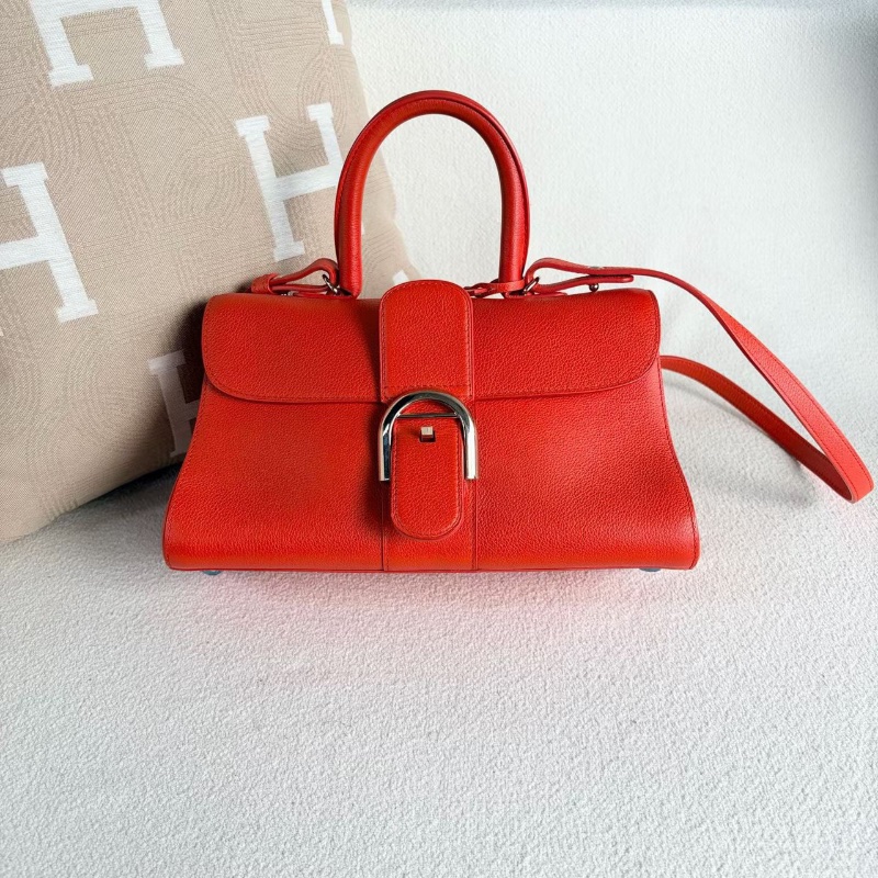 Delvaux橫版Erillant手提斜背包紅銀 紅色銀扣 牛皮 28*16*11 98新鏡子 說明書-6