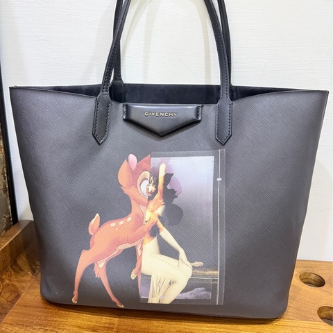 Givenchy小鹿班比黑色防刮牛皮肩背托特包