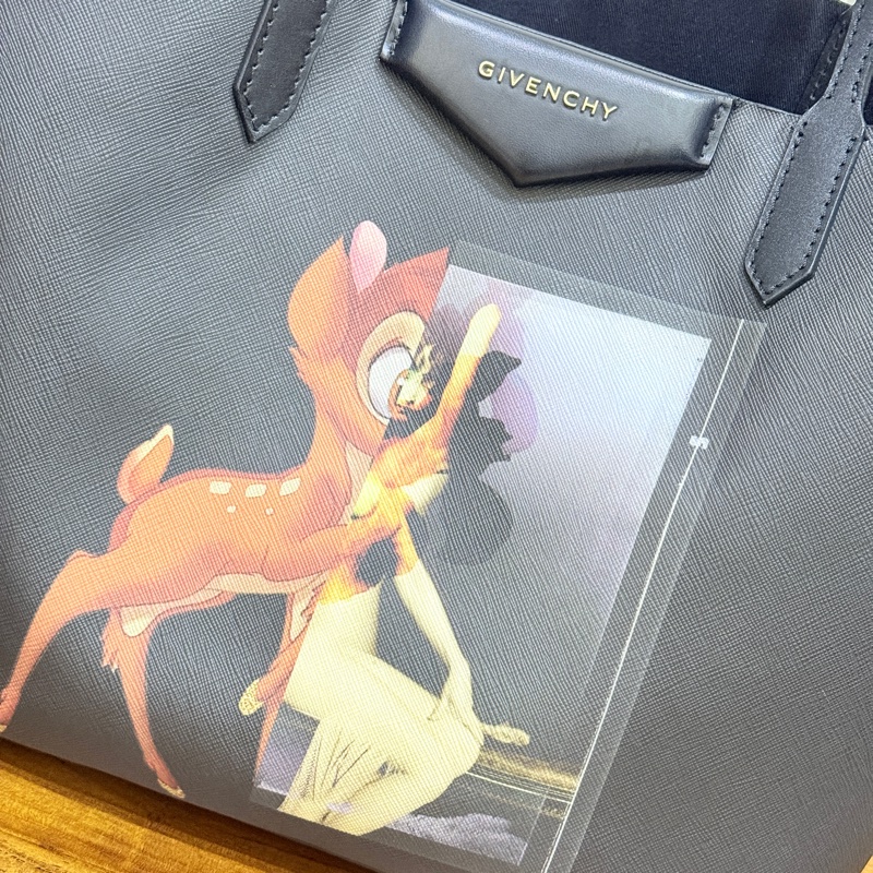 甜售私物🖤Givenchy小鹿班比 黑色 防刮牛皮 肩背 托特包 購物包 旅行包 通勤 上學-36