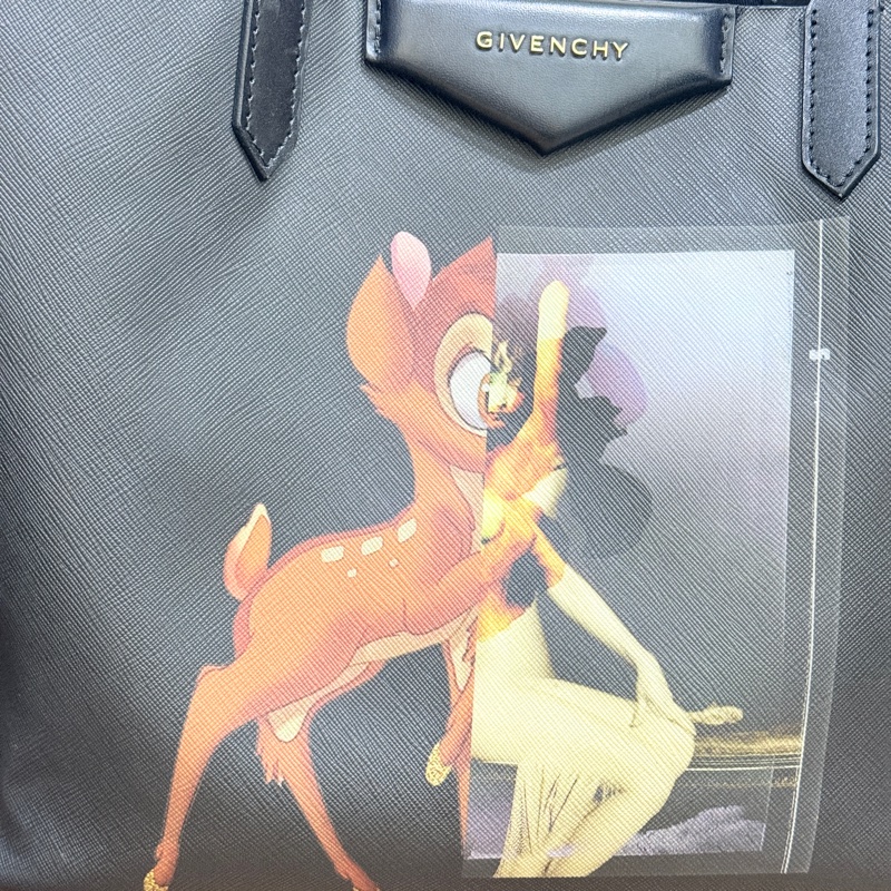 甜售私物🖤Givenchy小鹿班比 黑色 防刮牛皮 肩背 托特包 購物包 旅行包 通勤 上學-38