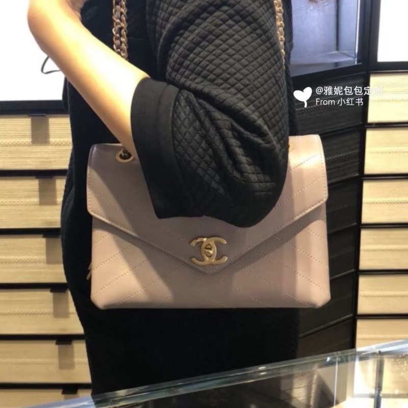 Chanel V紋風琴包 灰紫色 金扣22*16*7 98新配件盒子 說明書 保卡 塵袋-0